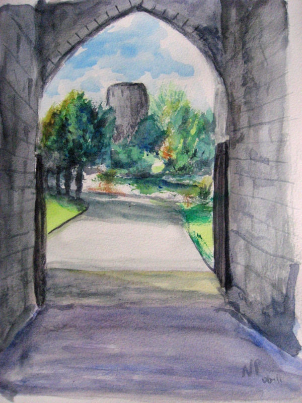 aquarelle château-renault porche mairie nicolas pennarun