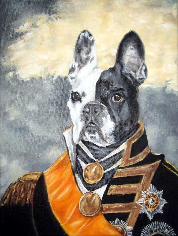 huile portrait chien en costume nicolas pennarun